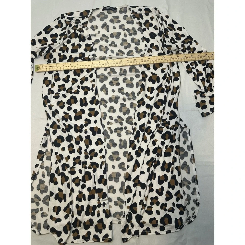 Heimish USA Leopard Print Open Front Cardigan Cheetah Boho Women's Medium Flowy - Picture 3 of 7